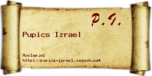 Pupics Izrael névjegykártya